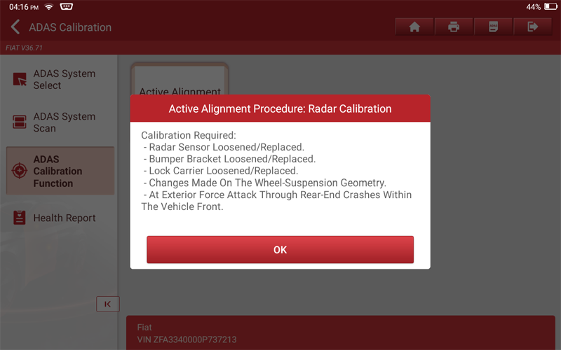 ALFA ROMEO Giulia Laser Radar Calibration 04